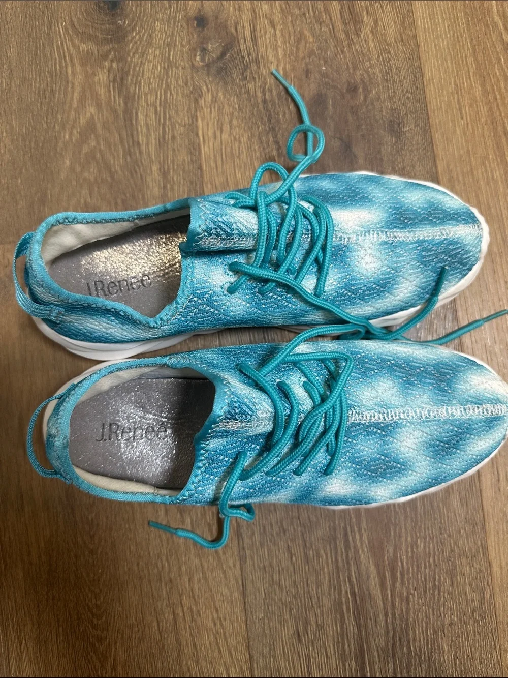 J.Renee Teal Knit Lace-Up Sneakers (18)